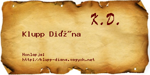 Klupp Diána névjegykártya